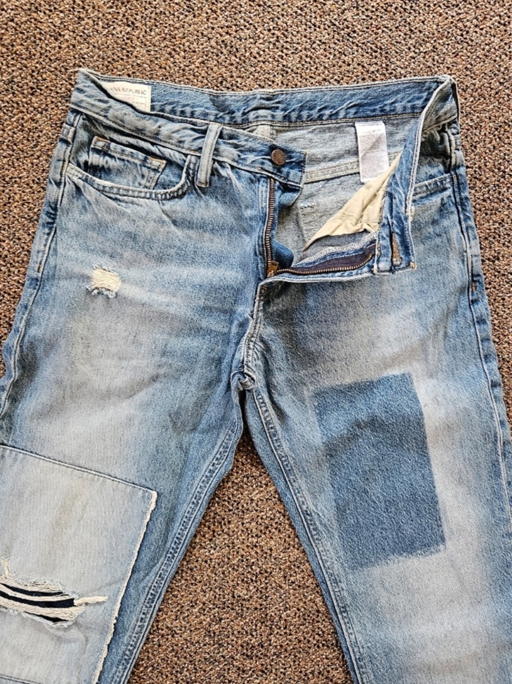 Banana Republic Light Blue Straight Patchwork Jeans